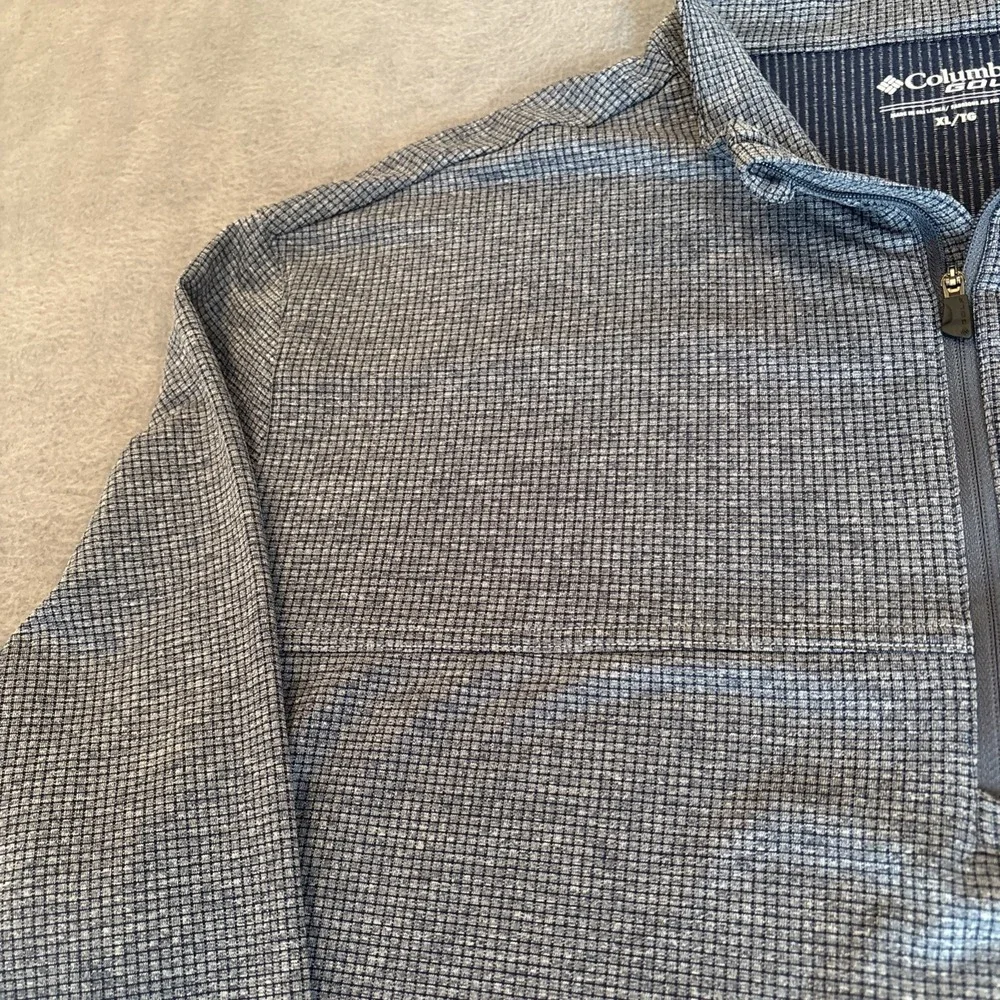 Columbia Golf Quarter Zip Pullover Mens XL Blue FCA Logo Long Sleeve Performance